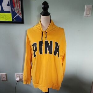 Victoria's Secret PINK Mustard Yellow Pullover Cowl Neck Sweatshirt